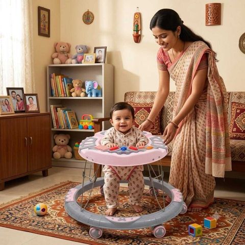 baby tone Musical Baby Walker for Kids with Comfortable Seat and Smooth Wheels (Pink) - Image 7