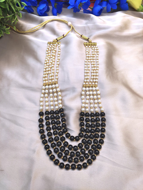 ElementR Simple Stylish Black Moti Mala for Men (Groom) Dhulla