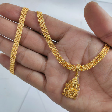 SR gold palace GOLD PLATED PATTI CHAIN WITH GANPATI PENDANT Gold-plated  Plated Alloy Chain