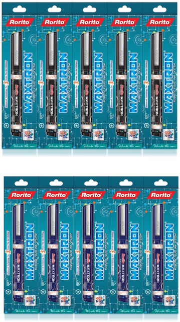 Rorito MAXTRON 5 BLUE & 5 BLACK 3 TIMES EXTRA GEL WRITING 10 Pc