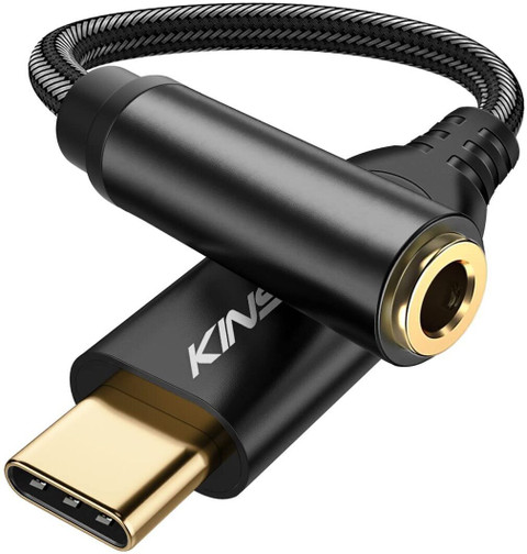 Kinsound Black USB Type C to mm Audio Jack Connector, Hi-Res