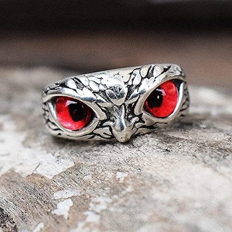 ShreejiHuf Red Demon Eyes Owl/Ullu Bird Face Design Thumb Finger
