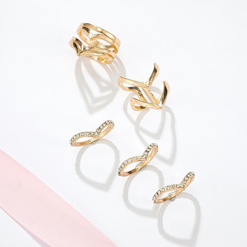 Arzonai New Golden Ring 5-Pcs Set Simple Style Fashion Creative