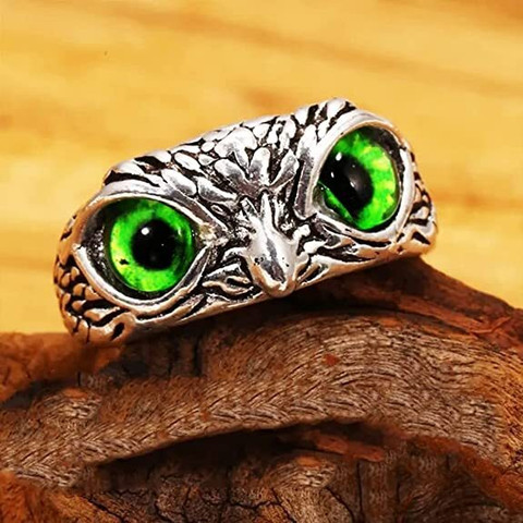 SILVER SHINE Owl Eye Ring for Men and Women (Adjustable) Stainless Steel  Silver Plated Ring Alloy Silver Plated Ring