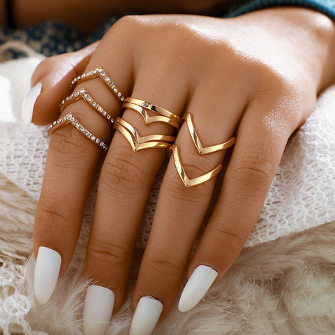 Arzonai New Golden Ring 5-Pcs Set Simple Style Fashion Creative