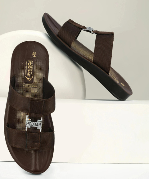 PODDAR Men PODDAR Brown Stylish Men Sandals Trending Lightweight  Comfortable PU Slippers Slippers
