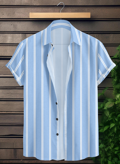 Le Pery Men Striped Casual Light Blue Shirt - Buy Le Pery Men