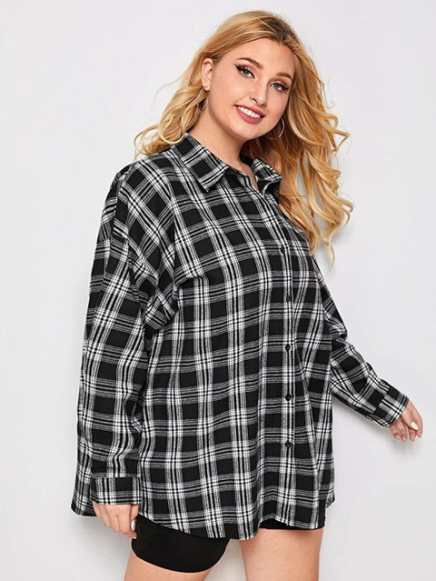 AASR Women Checkered Casual Black, White Shirt Buy AASR Women