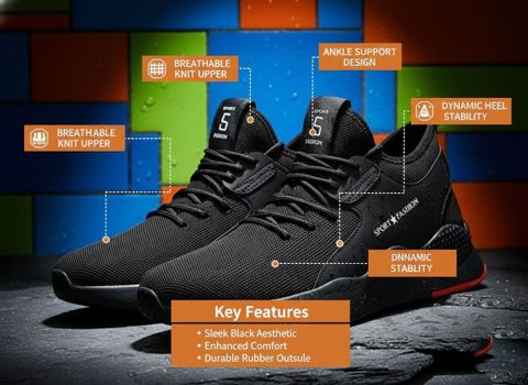 Airhype Sneakers for Men (Black, Size 7) - Image 5