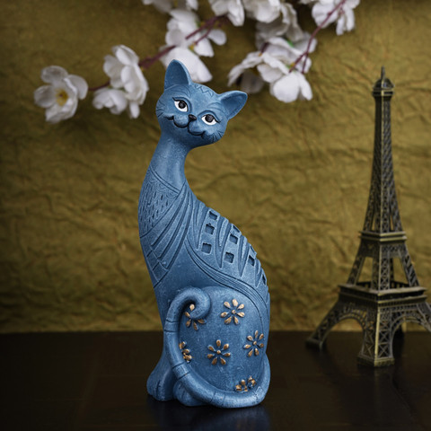 Vikarafty Cute and Modern Handicraft Resin Art Cat, Kitten for Table Decor,  Home, Office Decorative Showpiece 21 cm