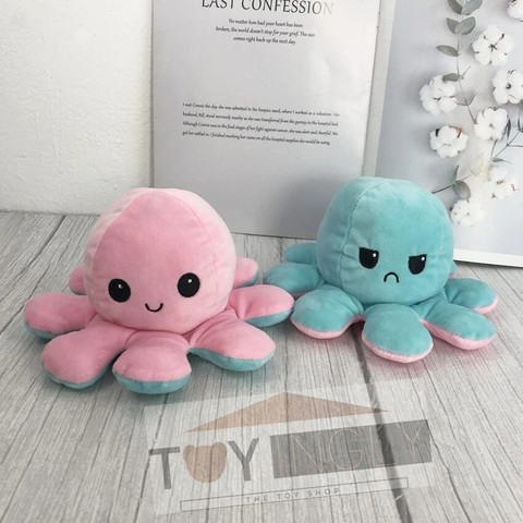 Toyingly Cute reversible blue pink octopus stuffed soft toy 25