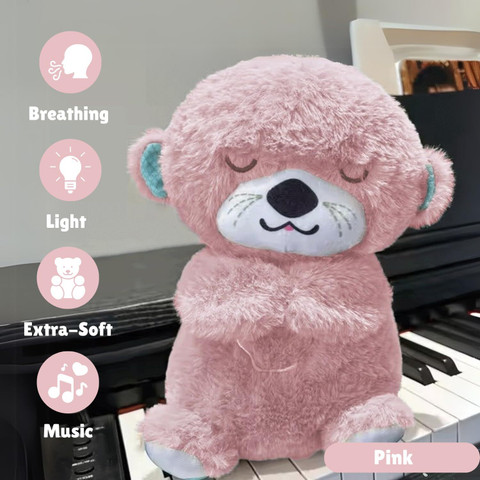 olsic Teddy Bear for Baby with Music Lights Breathing Motion Cuddly Sound  Toy 25 cm