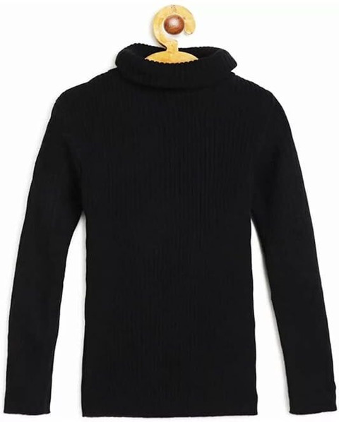 TINY HANDS Solid High Neck Casual Boys Girls Red, Black Sweater