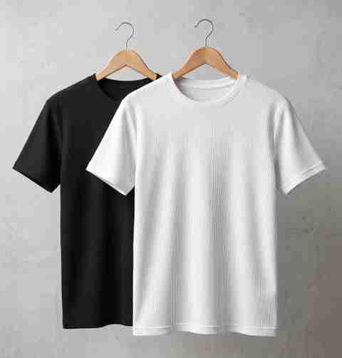 stylesmyth Pack of 2 Men Self Design Round Neck Polyester Black T-Shirt - Image 5