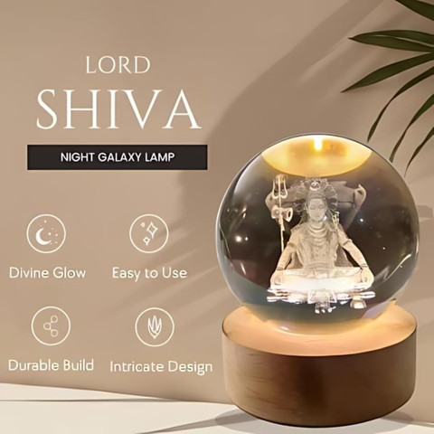 Sevnzel #424D99 GOSPEL01　atmos Ver. Global Reach 3D Crystal Ball Lamp Shiva with Wooden LED Base