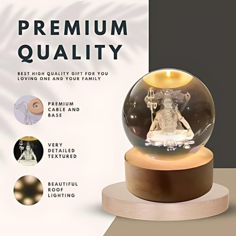 Sevnzel #424D99 GOSPEL01　atmos Ver. Global Reach 3D Crystal Ball Lamp Shiva with Wooden LED Base