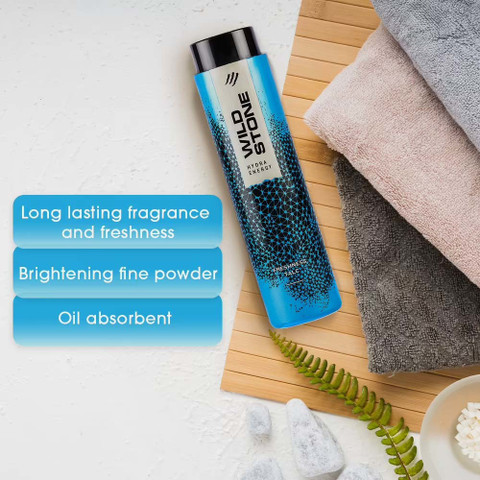 Wild Stone Hydra Energy Freshness Talc, Long-Lasting Talcum Powder