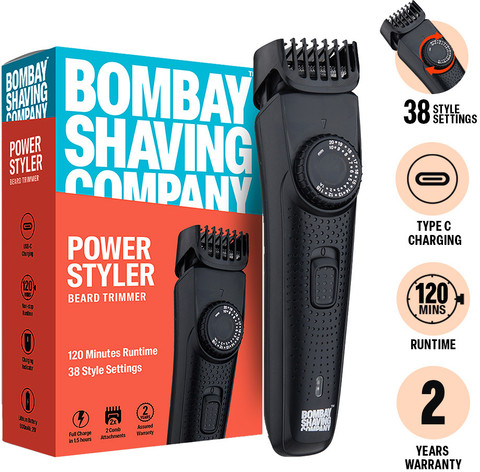 BOMBAY SHAVING COMPANY Flash Charging Men Beard Trimmer 120 min Runtime 38  Length Settings