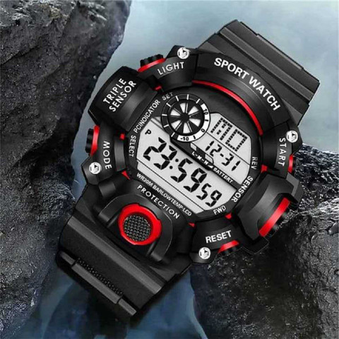 Zyla Stylish Sports Day and Date Kids Black Silicone Strap Dial