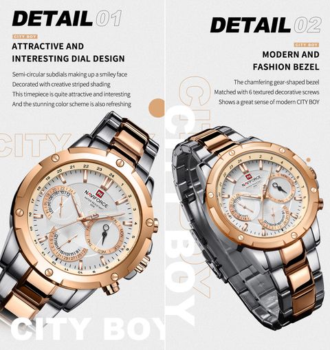 Ｎ＠♡ NAVIFORCE 9196 Trendy City Boy Chronograph dial design watch
