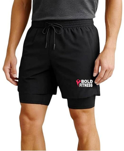 BOLD FITNESS Solid Men Black Sports Shorts