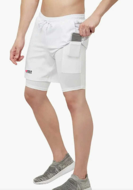 BOLD FITNESS Solid Men White Sports Shorts