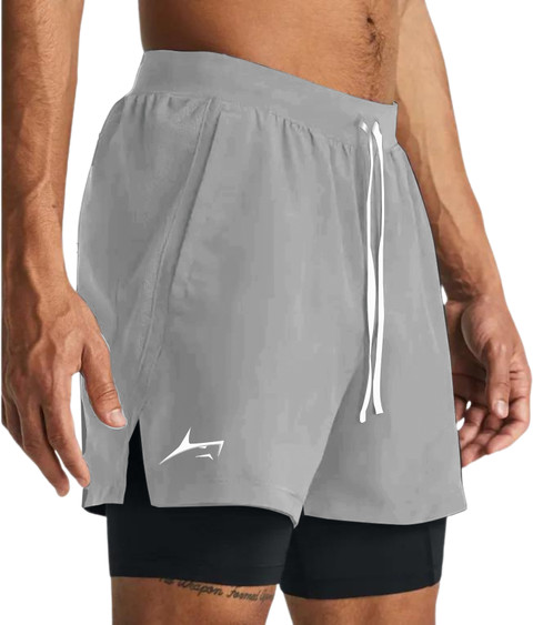 Prosharx Solid Men Grey Sports Shorts