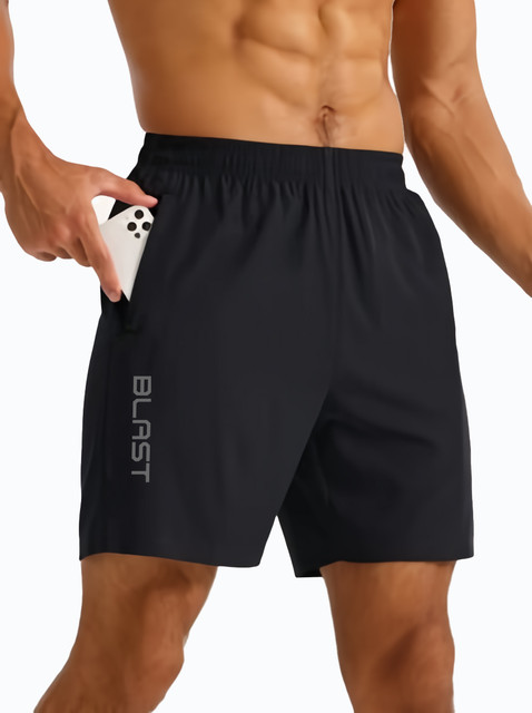 3colors Solid Men Black Sports Shorts, Gym Shorts