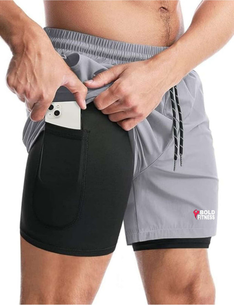 BOLD FITNESS Solid Men Grey Sports Shorts