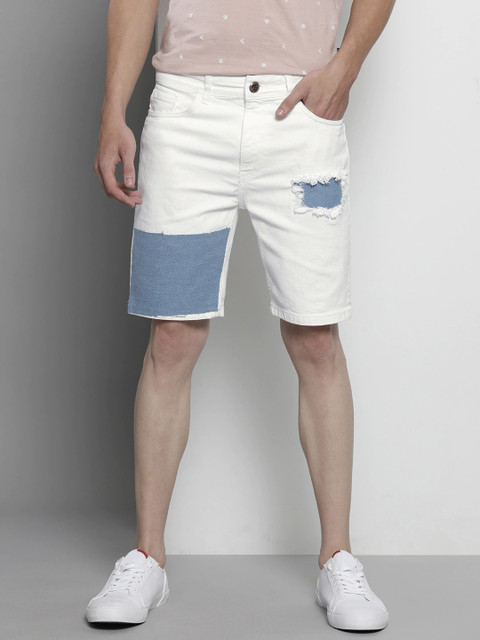 The Indian Garage Co. Solid Men White Denim Shorts - Buy The