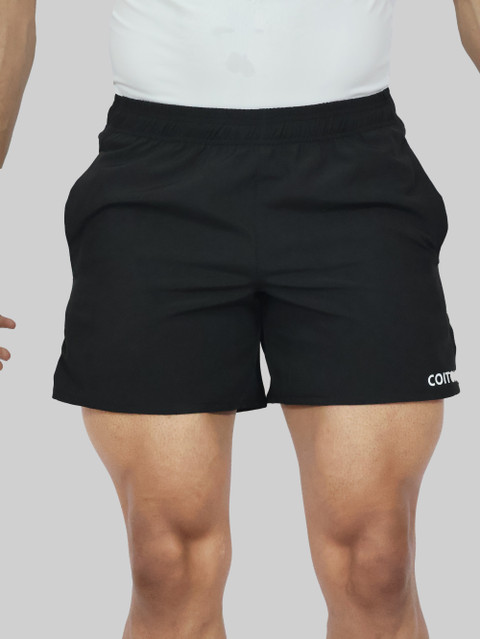 COITONIC Solid Men Black Gym Shorts