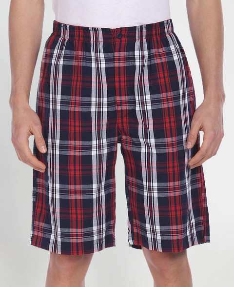 POLO Checkered Men Maroon Bermuda Shorts