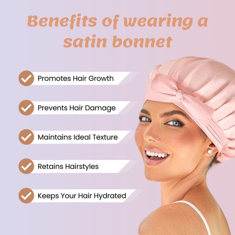 URBAN OX Satin Hair Bonnet for Sleeping with adjustable Tie band