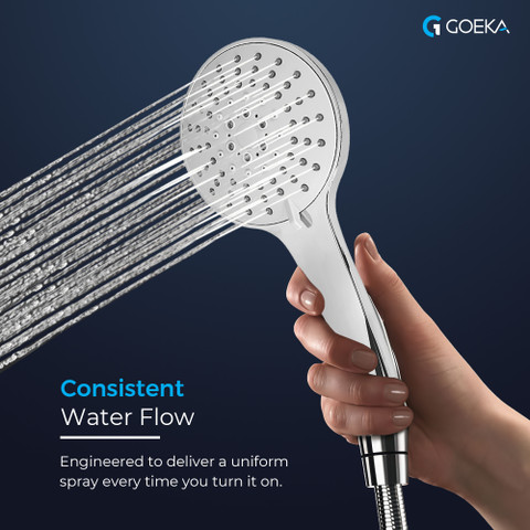 GOEKA Pluto Multi-Function Hand Shower, multiple spray settings, chrome finish