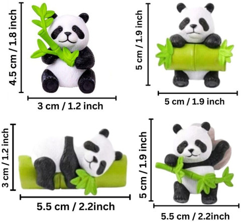 SATYAM KRAFT 4-Piece Panda Miniature Set - Cute Resin Figurines For Home, Desk & Garden Decor