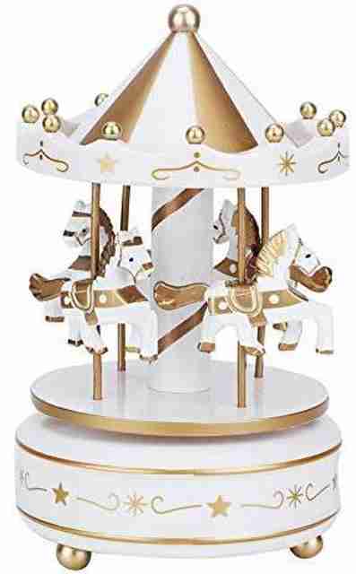 AUNMAS Merry Go Round Music Box Small Carousel Musical Box With 4