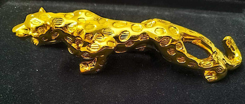 ジャガー（ゴールド）置物 OFM Awesome Golden Jaguar/Leopard 17Cm Statue- Office & Home