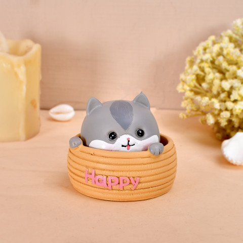 2D Shy Kitty Bobble,Stress Relief Cat Bobble Car Dashboard Decorations