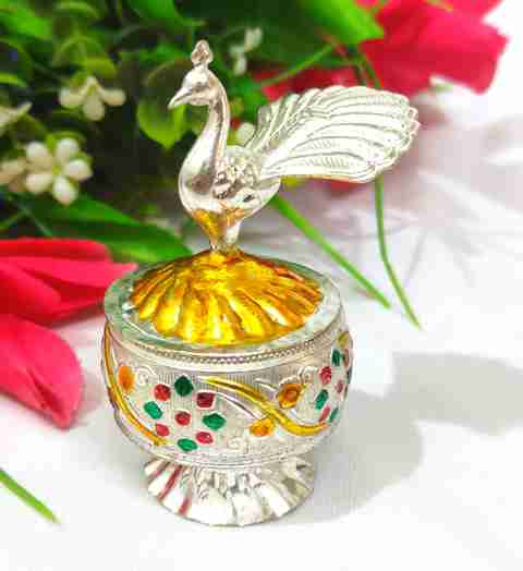 samukkaras fashions German Silver Handmade Peacock Design Sindoor