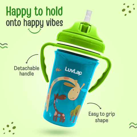 LuvLap Tiny Giffy Baby Sipper/ Sippy Cup 300ml, Anti-Spill Soft Silicone  Spout, 18m+,