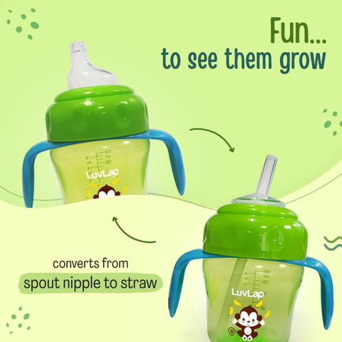 LuvLap Banana Time Sipper Sippy Cup 150ml, Anti-Spill Design with Soft  Silicone Spout and Straw, 6m+