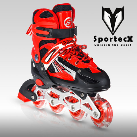 Sportecx Running skating shoes with Dynamic PU Led wheel, Adjustable size  for UNISEX In-line Skates Size 6-9 UK