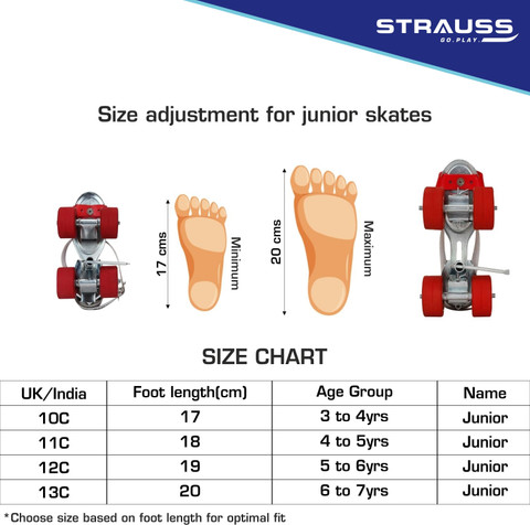 Strauss Baby Quad Roller Skates Size For (4 to Years)