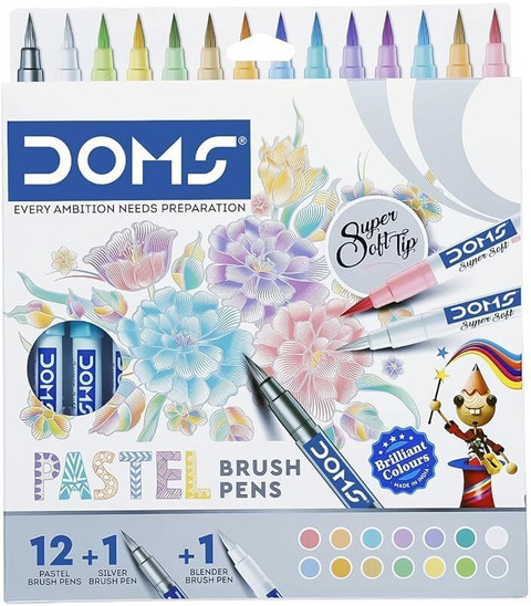 DOMS PASTEL BRUSH PEN 12 Pastel Shades Silver Shade