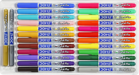 DOMS Brush Pens 26 Set Brush Tip Nib Sketch Pens