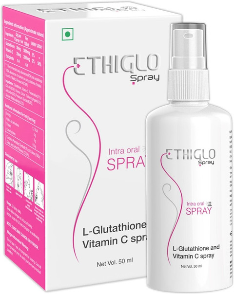 ETHIGLO Oral Spray with Glutathione, Vitamin C for Dark Spots & Blemishes  Price in India