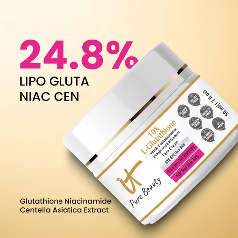 10x glutathione IT Pure Beauty 10x Glutathione Cream Pack Of 2 For Glowing Skin Tone, Anti  Aging