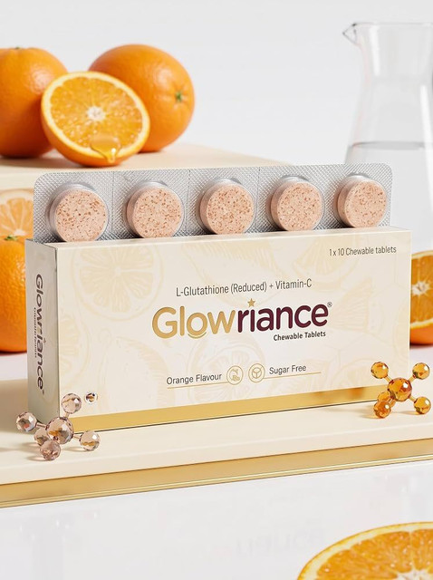 HD COSMOCARE Glowriance Sugar Free Orange Flavour Chewable Tablets Skin Wellness (10 Tablets) Price in India