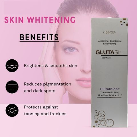 SKYYA OREVA GLUTASIL SKIN BRIGHTENING FACE WASH WITH GLUTATHIONE, TRANEXAMIC ACID, ALOE VERA & VITAMIN E FOR SKIN BRIGHTENING, SKIN LIGHTENING, SKIN PROTECTION, HYPER PIGMENTATION REMOVAL, ANTI AGING, DARK SPOT REMOVAL, RADIANCE