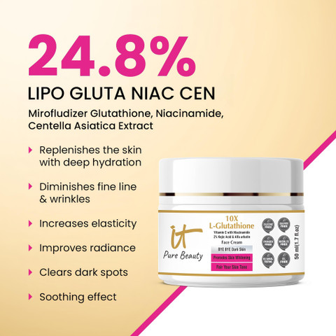 IT Pure Beauty 10x Glutathione Cream Pack Of 2 For Glowing Skin Tone, Anti  Aging